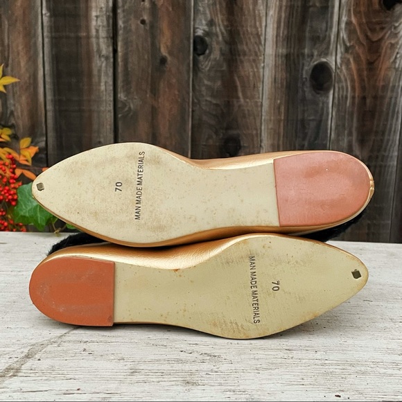 RARE 1960s Metallic Gold Faux Fur Trimmed Genie Boudoir Booties/Slippers - Picture 8 of 9